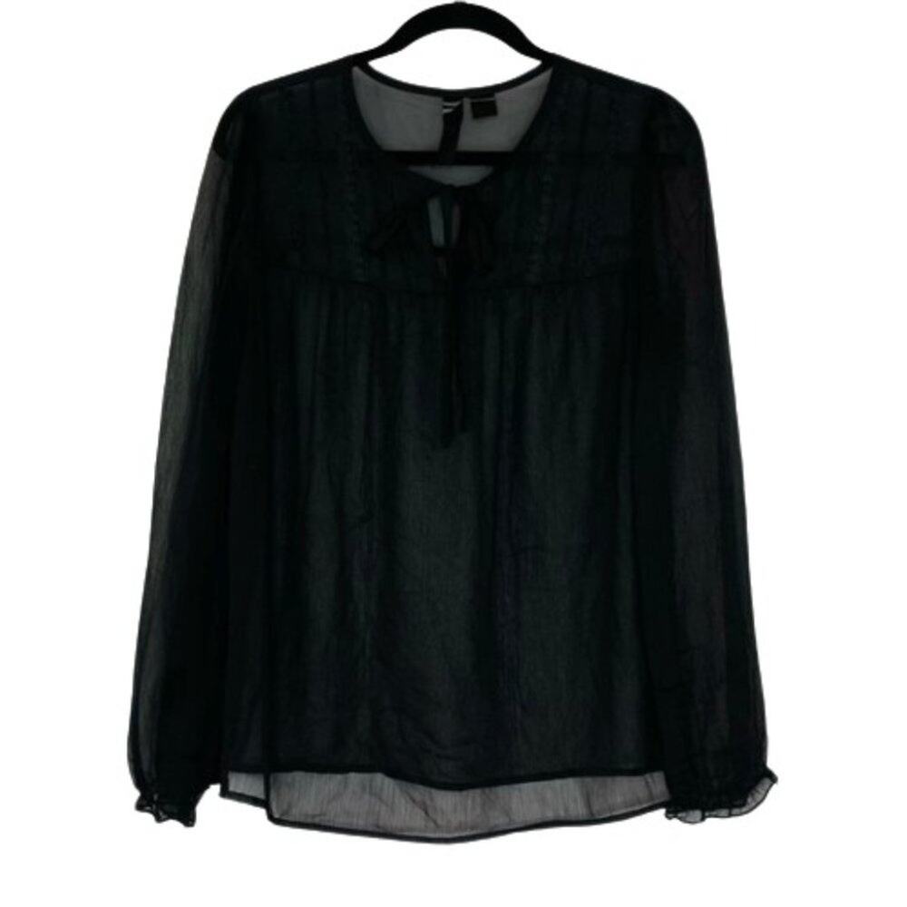 Petticoat Alley black sheer long sleeve blouse size Medium